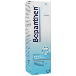 Eine Bepanthen-Verpackung für kühlendes Schaumspray gegen leichte Verbrennungen.